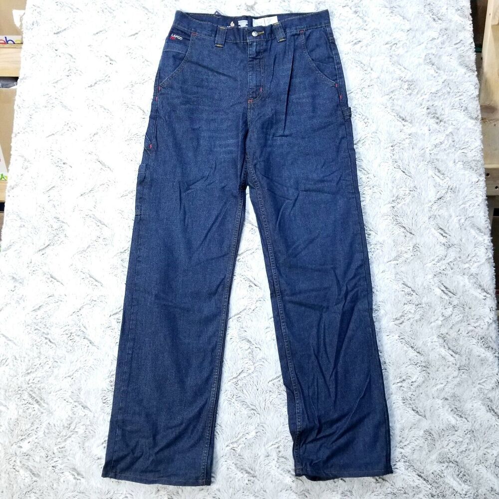 Lapco Fr Carpenter Jeans Mens 33x34 Blue Modern Straight Dark Wash Denim New